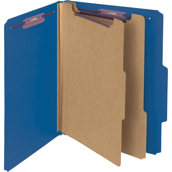 Smead Pressboard Classification Folder, 2 Divider, 2" Expansion, Letter, Dark Blue, 10 ct