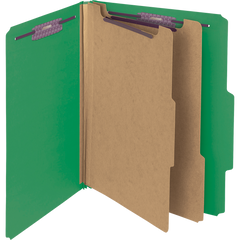 Smead Pressboard Classification Folder, 2 Divider, 2" Expansion, Letter, Green, 10 ct