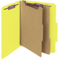 Smead Pressboard Classification Folder, 2 Divider, 2" Expansion, Letter, Yellow, 10 ct