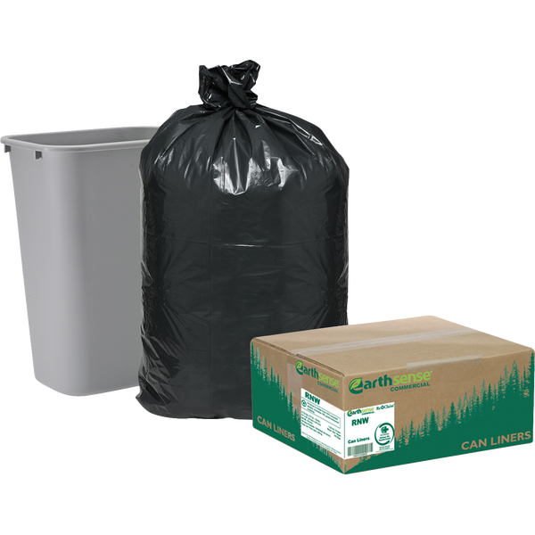 Earthsense Commercial/ReClaim Recycled Trash Bags, Black, 16 Gallon, 500 ct