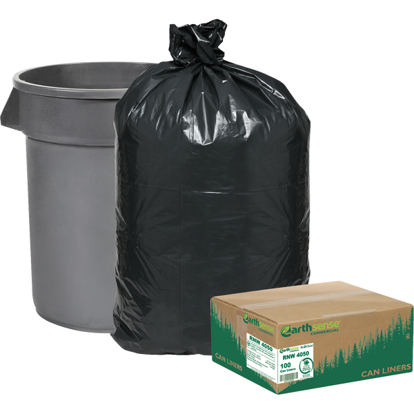 Earthsense Commercial/ReClaim Recycled Large Trash Bags, Black, 31-33 Gallon, 100 ct