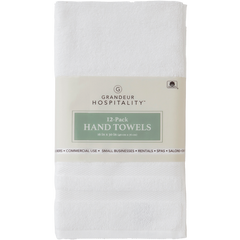 Grandeur Hospitality 100% Cotton Hand Towels, White, 12 ct