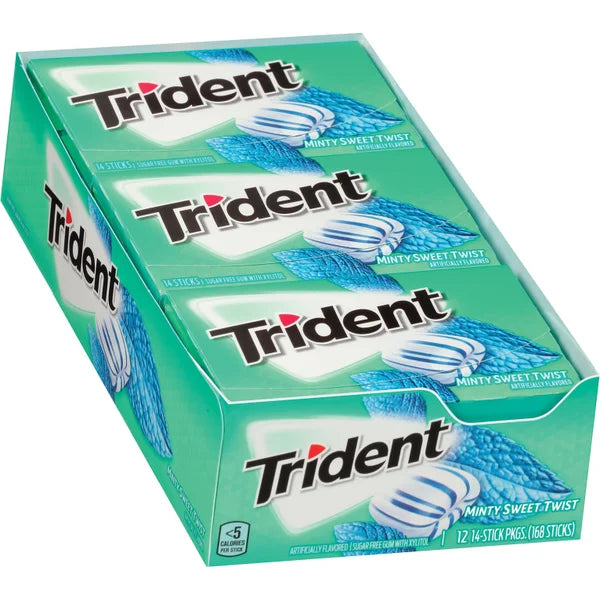 Trident Sugar Free Gum, Minty Sweet Twist, 14 Sticks, 12 ct