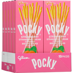 Glico Pocky Cream Covered Biscuit Sticks, Strawberry, 1.41 oz, 10 ct