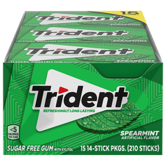 Trident Sugar Free Gum, Spearmint, 14 Pieces, 15 ct