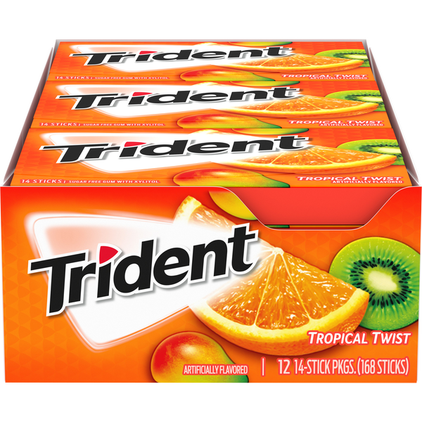 Trident Sugar Free Gum, Tropical Twist, 14 Pieces, 15 ct