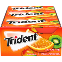 Trident Sugar Free Gum, Tropical Twist, 14 Pieces, 15 ct