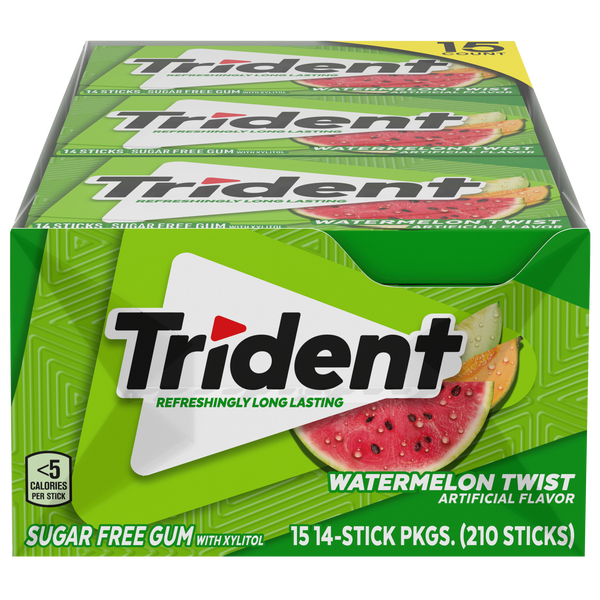 Trident Sugar Free Gum, Watermelon Twist, 14 Pieces, 15 ct