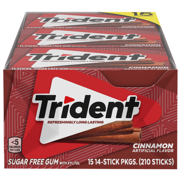 Trident Sugar Free Gum, Cinnamon, 14 Pieces, 15 ct