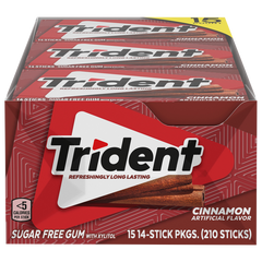 Trident Sugar Free Gum, Cinnamon, 14 Pieces, 15 ct