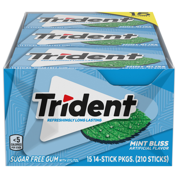 Trident Sugar Free Gum, Mint Bliss, 14 Pieces, 15 ct