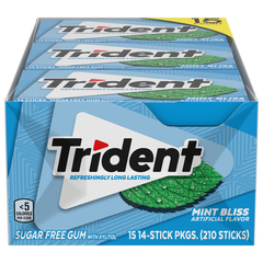 Trident Sugar Free Gum, Mint Bliss, 14 Pieces, 15 ct