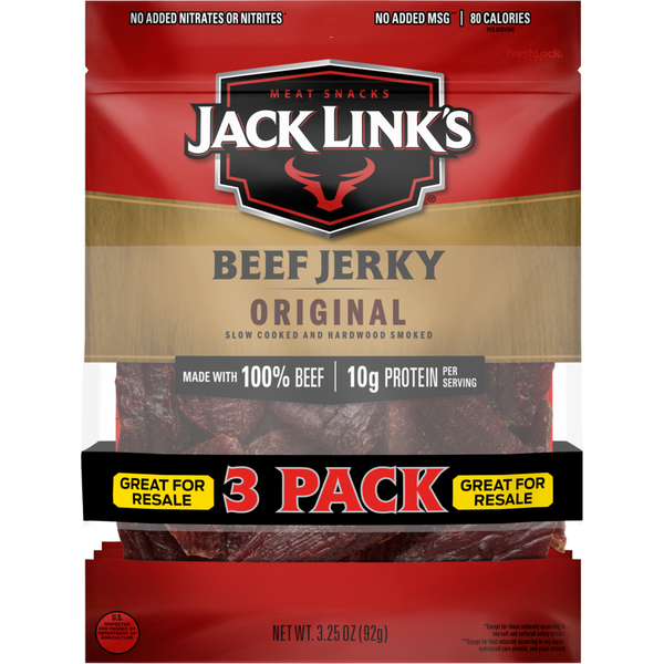 Jack Link's Beef Jerky, Original, 3.25 oz, 3 ct