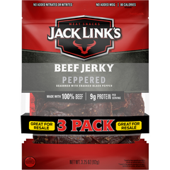 Jack Link's Beef Jerky, Peppered, 3.25 oz, 3 ct