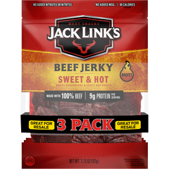 Jack Link's Beef Jerky, Sweet and Hot, 3.25 oz, 3 ct