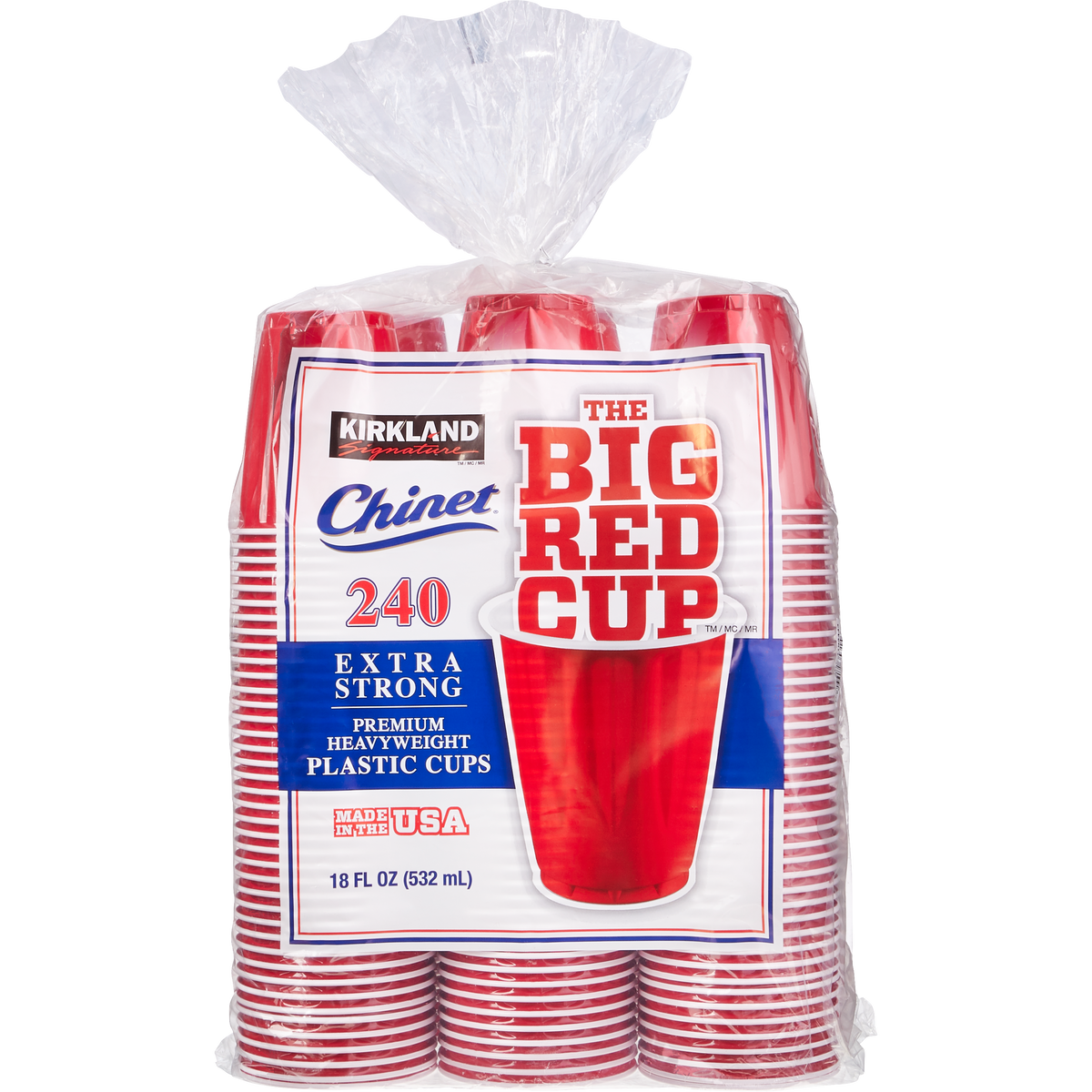 Kirkland Signature Plastic Cold Cups, Red, 18 oz, 240 ct