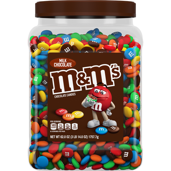 M&M'S Chocolate Candy, Milk Chocolate, 62 oz Jar