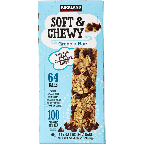 Kirkland Signature Soft & Chewy Chocolate Chip Granola Bars, 0.85 oz, 64 ct