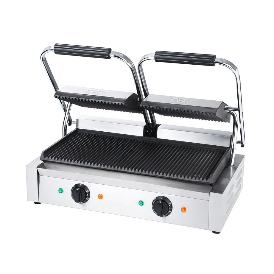 MoTak PGDG19 Double Commercial Panini Press w/ Cast Iron Grooved Plates, 120v