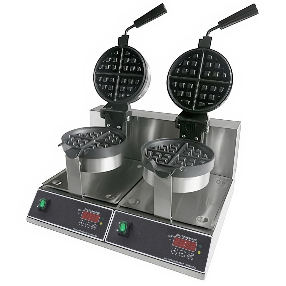 MoTak WMR7D Double Classic Belgian Waffle Maker w/ Cast Aluminum Grids, 2000W