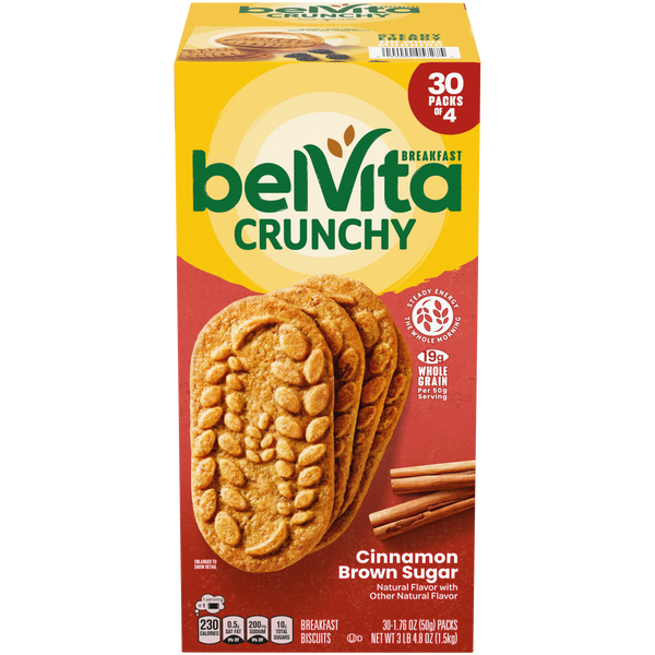 belVita Breakfast Biscuits, Cinnamon Brown Sugar, 1.76 oz, 30 ct