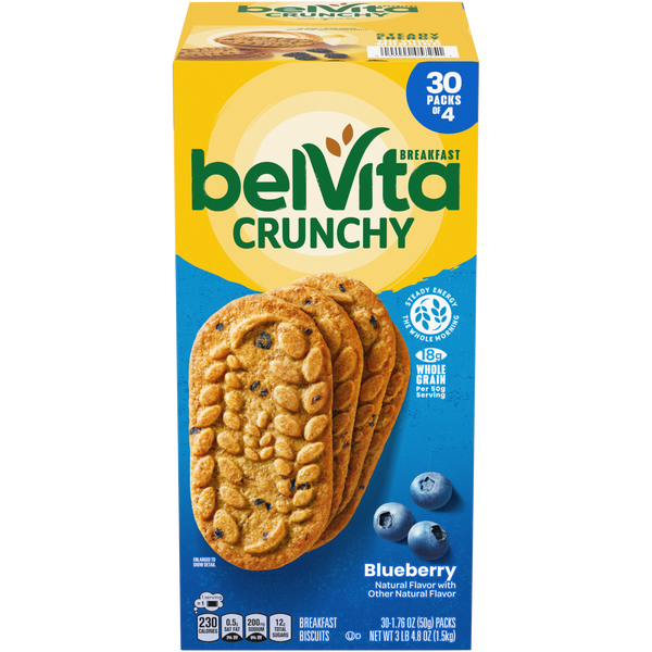 belVita Breakfast Biscuits, Blueberry, 1.76 oz, 30 ct