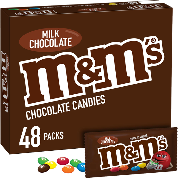 M&M'S Full Size Chocolate Candy, Milk Chocolate, 1.69 oz, 48 ct