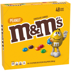 M&M'S Full Size Chocolate Candy, Peanut, 1.74 oz, 48 ct