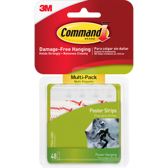 Command Poster Strips, White, 48 ct