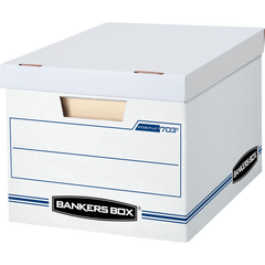 Bankers Box Stor/File Storage Box, Basic Duty, Lift-Off Lid, Letter/Legal, White/Blue, 4 ct