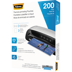 Fellowes Thermal Laminating Pouches, Letter, 3 mil, 200 ct