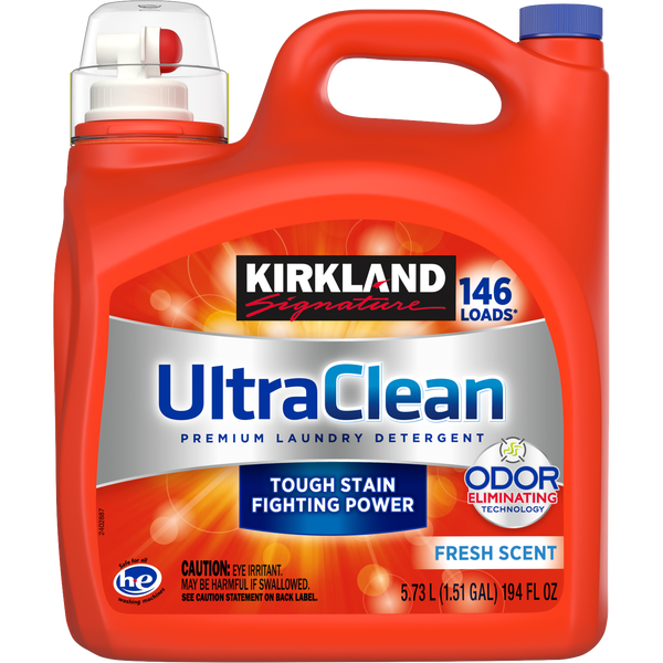 Kirkland Signature Liquid Laundry Detergent, Ultra Clean, HE Compatible, Fresh Scent, 194 fl oz