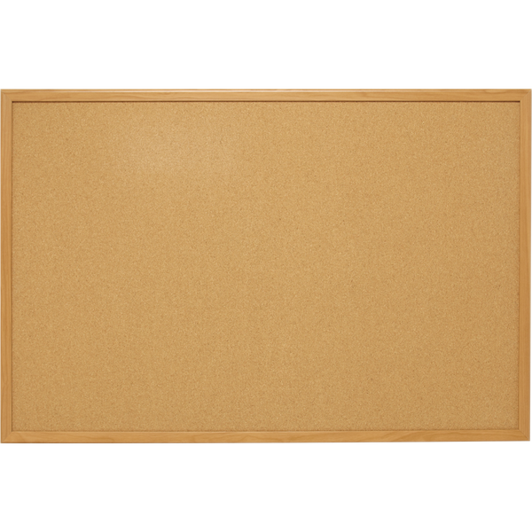 Mead Cork Bulletin Board, Oak Frame, 48"W x 36"L