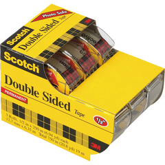 Scotch Double Sided Tape with Dispenser, 1/2" x 250", Clear, 3 ct