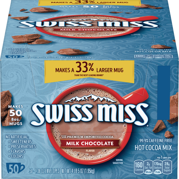 Swiss Miss Hot Cocoa Mix, Milk Chocolate, 1.38 oz, 50 ct