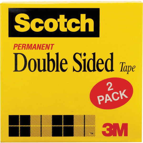 Scotch Double Sided Tape, 1/2" x 900", Clear, 2 ct