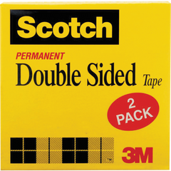 Scotch Double Sided Tape, 1/2" x 900", Clear, 2 ct