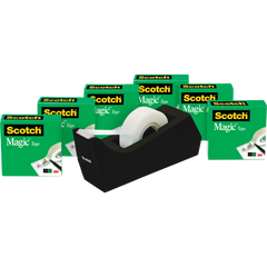 Scotch Magic Tape with C38 Tape Dispenser, 3/4" x 83.33 ft, 6 ct