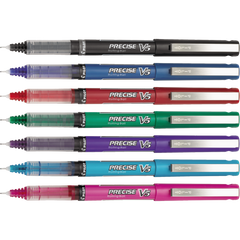 Pilot Precise V5 RT Rollerball Pen, Extra Fine Point 0.5mm, Assorted Ink Colors, 7 ct