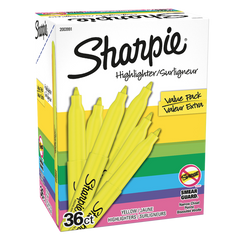 Sharpie Pocket Highlighter, Chisel Tip, Fluorescent Yellow, 36 ct