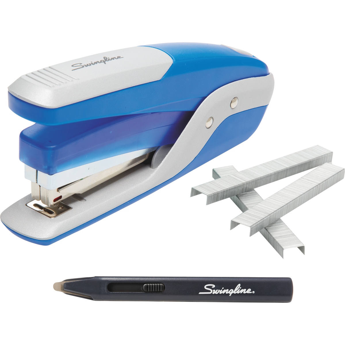 Swingline Quick Touch Stapler, Silver and Blue