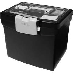 Storex Portable File Box with Organizer Lid, 13-1/4"W x 10-7/8"D x 11"H, Black