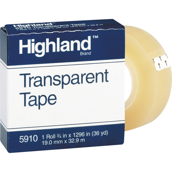 Highland Transparent Tape Refill, 3/4" x 108', Clear, 6 ct