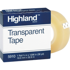 Highland Transparent Tape Refill, 3/4" x 108', Clear, 6 ct