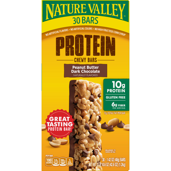 Nature Valley Protein Chewy Bars, 10g Protein, Peanut Butter Dark Chocolate, 1.42 oz, 30 ct