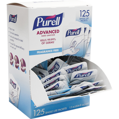 Purell Advanced Hand Sanitizer Gel Packets, Unscented, 0.04 fl oz, 125 ct