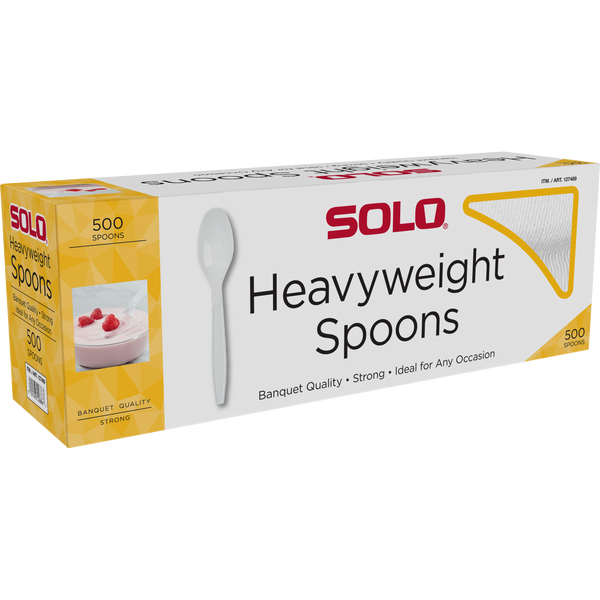 Solo Plastic Spoon, Heavyweight, White, 500 ct