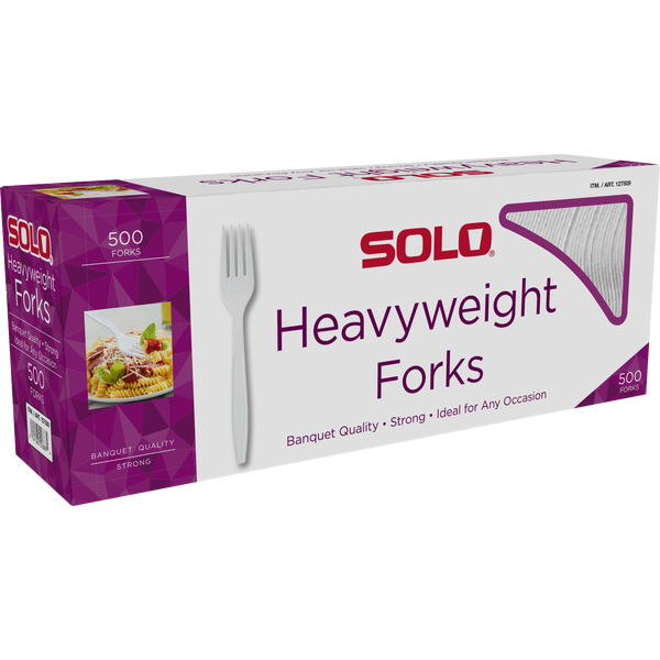 Solo Plastic Fork, Heavyweight, White, 500 ct