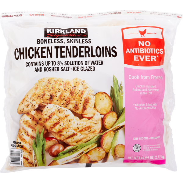 Kirkland Signature Chicken Tenderloins, Boneless Skinless, 6 lbs