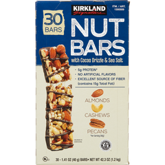 Kirkland Signature Nut Bars with Cocoa Drizzle & Sea Salt, 1.41 oz, 30 ct